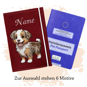 Impfpasshülle für Australian Shepherd red merle tan Tierpasshülle